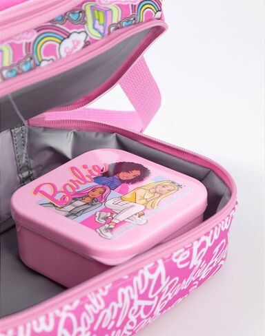 Barbie Girls Pink Lunch Bag with Bottle & Snack Pot | Stronger Together Zip-Up Carry Set | Adjustable Shoulder Strap in Saudi Arabia