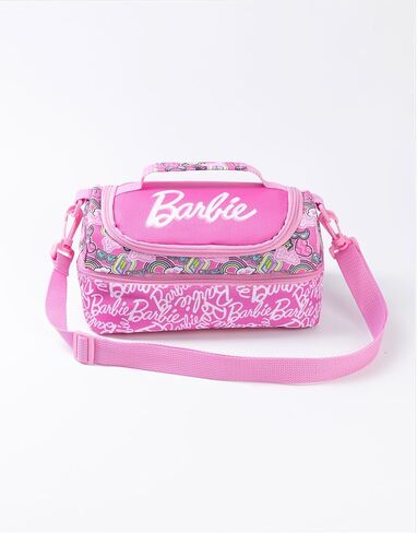 Barbie Girls Pink Lunch Bag with Bottle & Snack Pot | Stronger Together Zip-Up Carry Set | Adjustable Shoulder Strap in Saudi Arabia