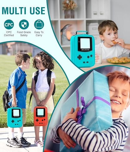 Boys Lunch Box,Kids Gamer Lunch Box for Boys,Insulated Leather Lunch Bag for Kids,School Thermal Meal Cooler Lunchbox for Boy Toddler Teen in Saudi Arabia