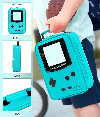 Boys Lunch Box,Kids Gamer Lunch Box for Boys,Insulated Leather Lunch Bag for Kids,School Thermal Meal Cooler Lunchbox for Boy Toddler Teen in Saudi Arabia