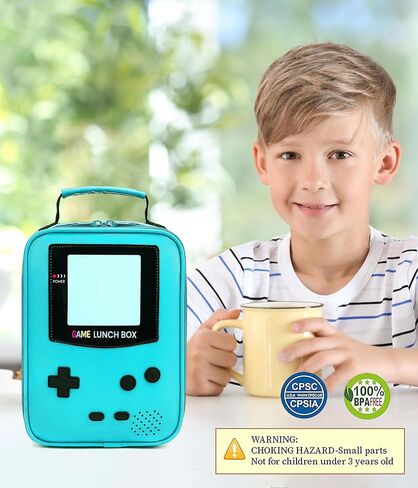 Boys Lunch Box,Kids Gamer Lunch Box for Boys,Insulated Leather Lunch Bag for Kids,School Thermal Meal Cooler Lunchbox for Boy Toddler Teen in Saudi Arabia