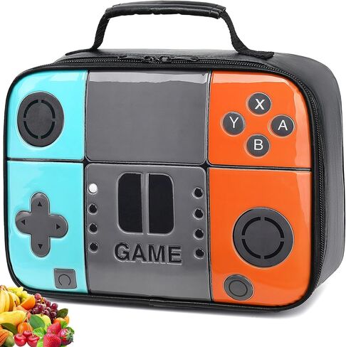 Boys Lunch Box,Kids Gamer Lunch Box for Boys,Insulated Leather Lunch Bag for Kids,School Thermal Meal Cooler Lunchbox for Boy Toddler Teen in Saudi Arabia