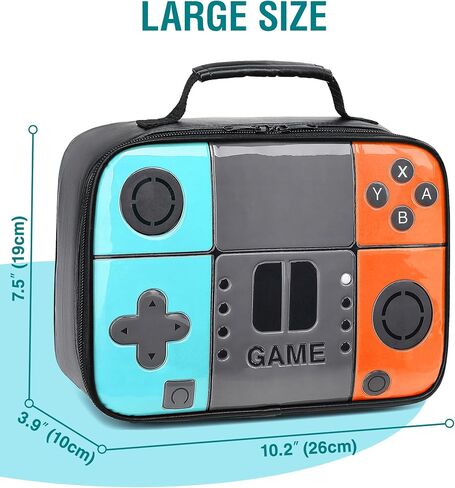 Boys Lunch Box,Kids Gamer Lunch Box for Boys,Insulated Leather Lunch Bag for Kids,School Thermal Meal Cooler Lunchbox for Boy Toddler Teen in Saudi Arabia
