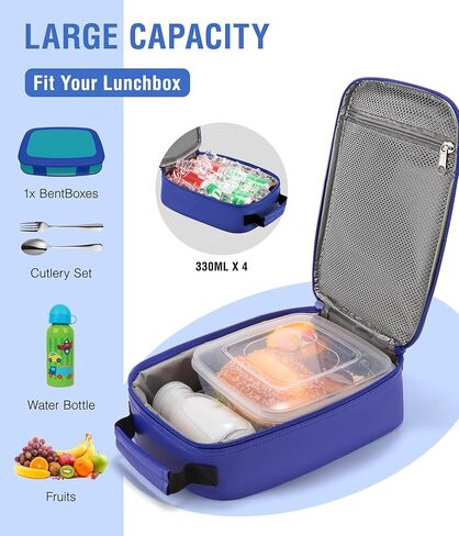 صندوق غداء الأولاد ، صندوق غداء للأطفال للأولاد ، حقيبة غداء جلدية معزولة للأطفال ، وجبات غداء للوجبات الحرارية للمدرسة in Kuwait