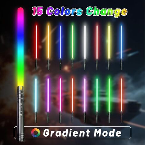 Lightsabers 2 حزمة مع metal hilt ، RGB 15 لون ، 4 أوضاع صوتية FX ، شفرة مضاعفة - المبارزة الأضواء للبالغين والأطفال - مصابيح واقعية لألعاب عيد الميلاد بدلة هدية هالوين كوزبلاي in Kuwait