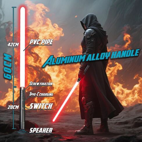 Lightsabers 2 حزمة مع metal hilt ، RGB 15 لون ، 4 أوضاع صوتية FX ، شفرة مضاعفة - المبارزة الأضواء للبالغين والأطفال - مصابيح واقعية لألعاب عيد الميلاد بدلة هدية هالوين كوزبلاي in Kuwait