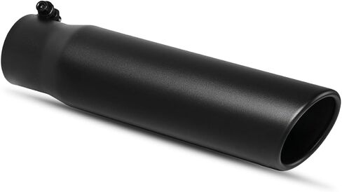 AutoSaver88 2 1/2 بوصة نصائح العادم الأسود ، 2.5 "مدخل 3 في منفذ 12 بوصة الطول الكلي نصائح العادم من الفولاذ المقاوم للصدأ المسحوق المطلي بالمسحوق المغلفة in Saudi Arabia