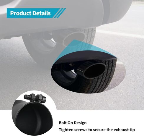 AutoSaver88 2 1/2 بوصة نصائح العادم الأسود ، 2.5 "مدخل 3 في منفذ 12 بوصة الطول الكلي نصائح العادم من الفولاذ المقاوم للصدأ المسحوق المطلي بالمسحوق المغلفة in Saudi Arabia