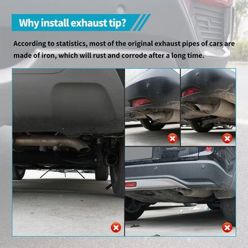 AutoSaver88 2 1/2 بوصة نصائح العادم الأسود ، 2.5 "مدخل 3 في منفذ 12 بوصة الطول الكلي نصائح العادم من الفولاذ المقاوم للصدأ المسحوق المطلي بالمسحوق المغلفة in Saudi Arabia