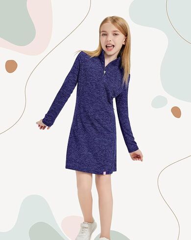 Soneven Girls' Winter Fleece Dress 1/4 Zip Thermal Tunic Sweatshirt Dress Outfits Pocket in Saudi Arabia
