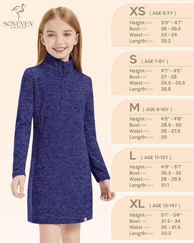 Soneven Girls' Winter Fleece Dress 1/4 Zip Thermal Tunic Sweatshirt Dress Outfits Pocket in Saudi Arabia