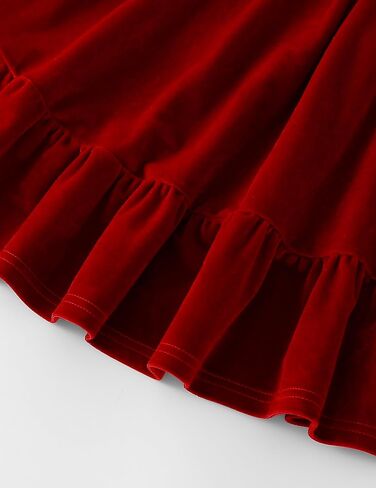 Girls Long Sleeve Dress Velvet Square Neck Midi Fall Winter Long Sleeve Vintage Plain Dress 4-12Y in Saudi Arabia