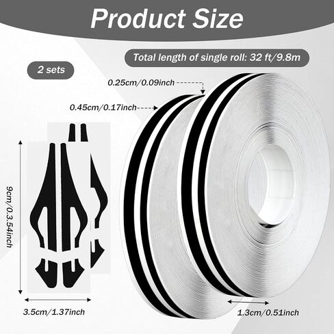 2 Rolls Car Pinstripe Tape, Vinyl Automotive Pinstriping Decals, DIY Racing Stripes Stickers for Car Motorcycle Boat, 32Ft Black in Saudi Arabia