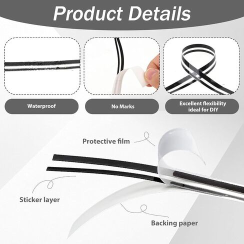 2 Rolls Car Pinstripe Tape, Vinyl Automotive Pinstriping Decals, DIY Racing Stripes Stickers for Car Motorcycle Boat, 32Ft Black in Saudi Arabia