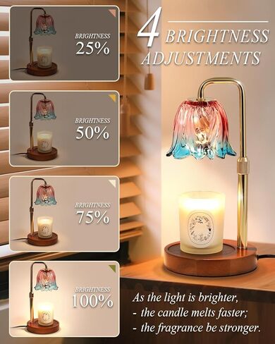 Flower Candle Warmer Lamp with Timer Dimmable, Candle Warming Lamp Height Adjustable, Birthday Gifts for Women Mom, Candles Warmer Light for Jar Candles, Christmas Gifts, House Warming Gifts New Home in Saudi Arabia