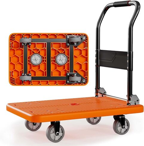 Dolly Cart Hand Truck Foldable Load Capacity 1200 lbs Portable Flatbed Cart with Hand Brake,Reinforced Steel Pipe for Loading and Storage in Saudi Arabia