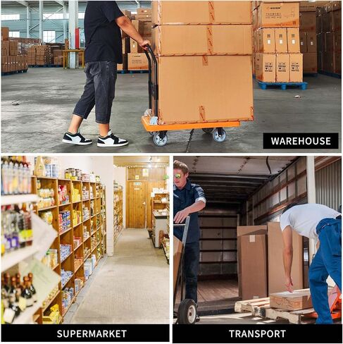 Dolly Cart Hand Truck Foldable Load Capacity 1200 lbs Portable Flatbed Cart with Hand Brake,Reinforced Steel Pipe for Loading and Storage in Saudi Arabia