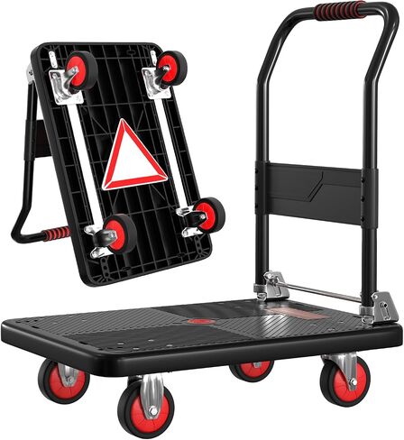 Dolly Cart Hand Truck Foldable Load Capacity 1200 lbs Portable Flatbed Cart with Hand Brake,Reinforced Steel Pipe for Loading and Storage in Saudi Arabia
