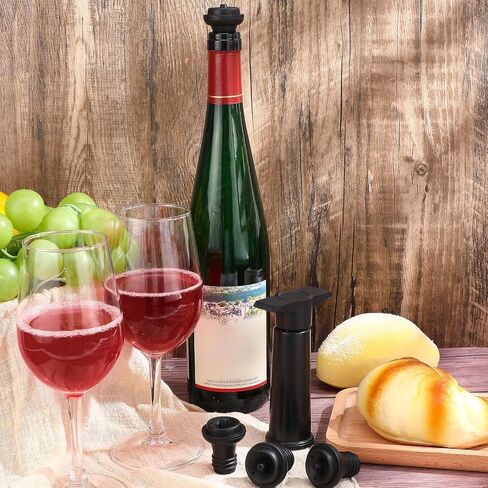 18 Pieces Wine Saver Pump with Vacuum Wine Stopper Reusable Wine Preserver Practical Wine Keeper Bottle Sealer Keep Wine Fresh for Kitchen Office Home Adult Party Favor Supplies (Black) in Saudi Arabia