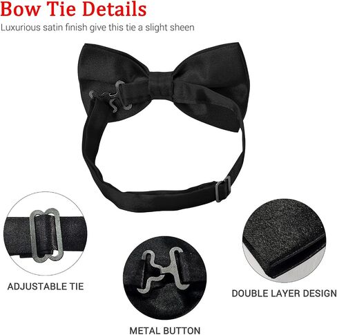 Adjustable Bowtie Solid Pre-tied Satin Bowties for Formal Wedding Party Costume for Men Women in Saudi Arabia