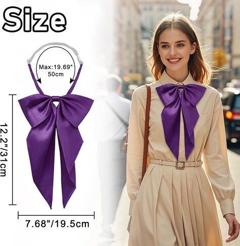 Large Bow Tie for Women Men Adjustable Satin Womens Bow Ties, Pretied Big Bowtie for Girls Uniforms Cosplay Daily in Kuwait