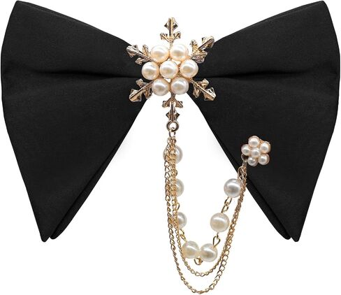 Oversized Bow Ties for Men, Pre-tied Bowtie with Pearl Adjustable Mens Bow Tie for Wedding Party Banquet Prom in Saudi Arabia
