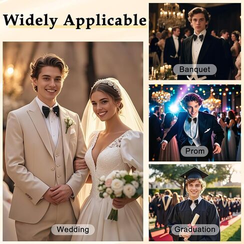 Oversized Bow Ties for Men, Pre-tied Bowtie with Pearl Adjustable Mens Bow Tie for Wedding Party Banquet Prom in Saudi Arabia