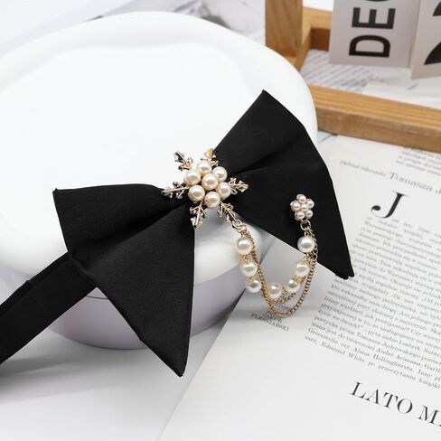Oversized Bow Ties for Men, Pre-tied Bowtie with Pearl Adjustable Mens Bow Tie for Wedding Party Banquet Prom in Saudi Arabia