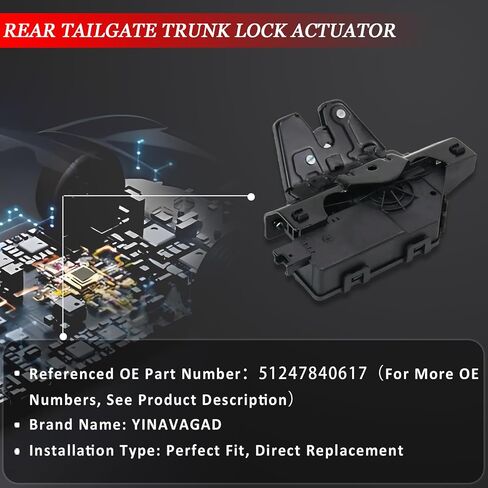 Rear Tailgate Trunk Latch Lock Actuator for BMW 1 3 5 6 M Z4 Series 323i 325i 328i 330Ci 330i 335d 335i 525i 528i 530i 535i 545i 550i 650i M3 M5 M6 Z4 2004-2013, Replaces 937-866 51247840617 in Saudi Arabia