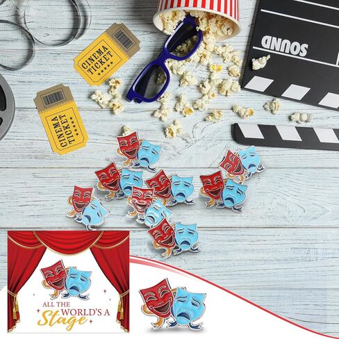 36 Pcs Theater Gifts Drama Masks Pins with 36 Pcs Greeting Cards Comedy Tragedy Masks Hat Pin Performance Award Theater Lapel Badge for Drama Students Reward Christmas in Saudi Arabia