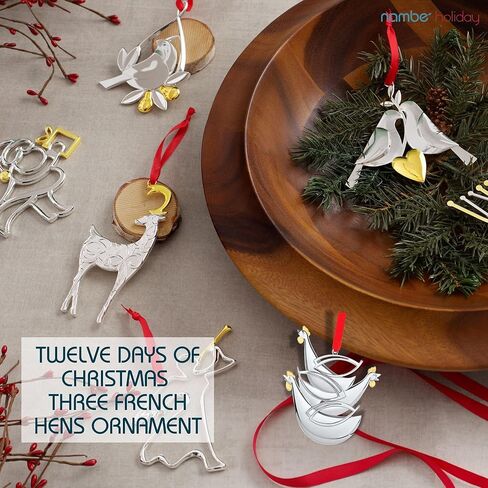 nambe 12 Days of Christmas Ornament Eight Maids a Milking Ornament | Silver and Gold Plate Hanging Ornament | Holiday Decoration for Christmas | Measures 4 x 2.5 Inches | Designed by Mike Altomari in Kuwait