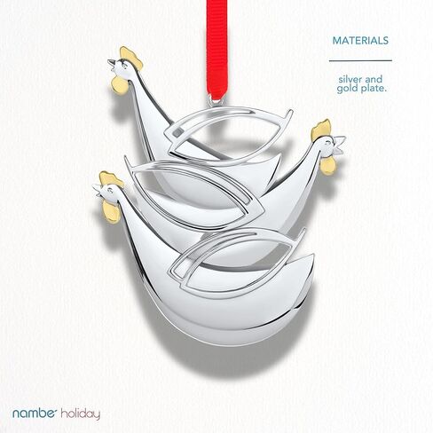 nambe 12 Days of Christmas Ornament Eight Maids a Milking Ornament | Silver and Gold Plate Hanging Ornament | Holiday Decoration for Christmas | Measures 4 x 2.5 Inches | Designed by Mike Altomari in Kuwait