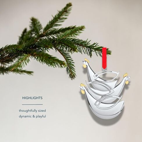 nambe 12 Days of Christmas Ornament Eight Maids a Milking Ornament | Silver and Gold Plate Hanging Ornament | Holiday Decoration for Christmas | Measures 4 x 2.5 Inches | Designed by Mike Altomari in Kuwait