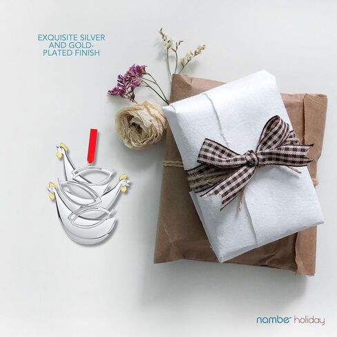 nambe 12 Days of Christmas Ornament Eight Maids a Milking Ornament | Silver and Gold Plate Hanging Ornament | Holiday Decoration for Christmas | Measures 4 x 2.5 Inches | Designed by Mike Altomari in Kuwait