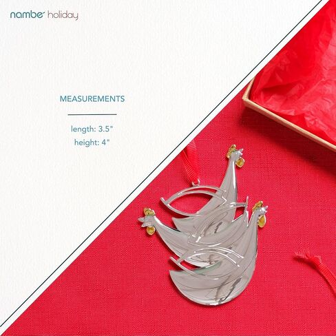 nambe 12 Days of Christmas Ornament Eight Maids a Milking Ornament | Silver and Gold Plate Hanging Ornament | Holiday Decoration for Christmas | Measures 4 x 2.5 Inches | Designed by Mike Altomari in Kuwait