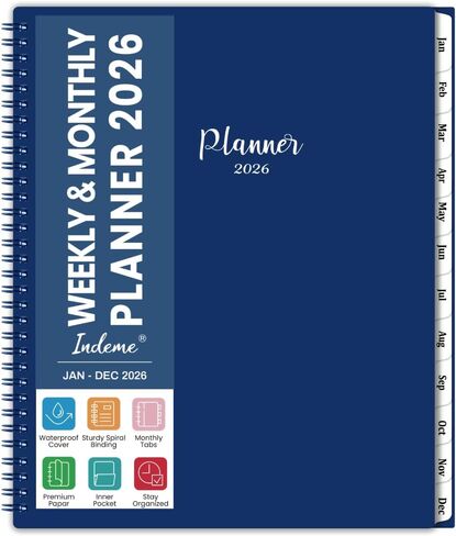 2024-2025 Planner - July 2024 - June 2025, Academic Planner 2024-2025, Weekly & Monthly Planner, 6.3" x 8.4", Monthly Tabs, Inner Pocket, Elastic Closure, Premium Paper, Twin-Wire Binding in Saudi Arabia