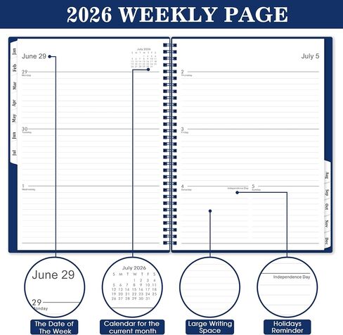 2024-2025 Planner - July 2024 - June 2025, Academic Planner 2024-2025, Weekly & Monthly Planner, 6.3" x 8.4", Monthly Tabs, Inner Pocket, Elastic Closure, Premium Paper, Twin-Wire Binding in Saudi Arabia