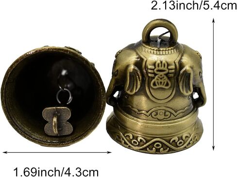 1Pcs Elephant Feng Shui Bell Vintage Bronze Bells Good Luck Hanging Wind Chime for Home Garden Doorknob Decor in Saudi Arabia