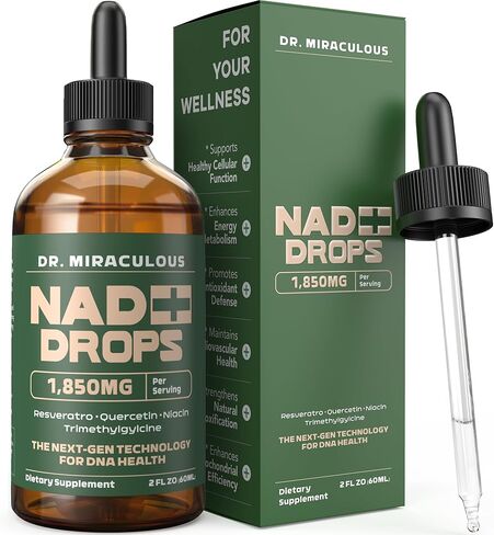 Pure NAD+ Supplements 1850mg Liquid Drops for Women & Man | Nicotinamide Riboside Organic NAD Plus Boosting Supplement - Natural Lemon Flavor in Saudi Arabia