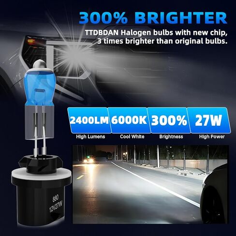 Halogen Headlights Fit for Hyundai Veloster 2012-2017 with projector Headlight Bulbs,H7 High Beams+ H11B Low Beams+ 880/881 Fog Lights Bright Front Lights,Plug And Play,Pack of 6 in Saudi Arabia