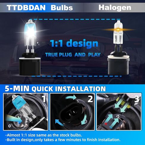 Halogen Headlights Fit for Hyundai Veloster 2012-2017 with projector Headlight Bulbs,H7 High Beams+ H11B Low Beams+ 880/881 Fog Lights Bright Front Lights,Plug And Play,Pack of 6 in Saudi Arabia