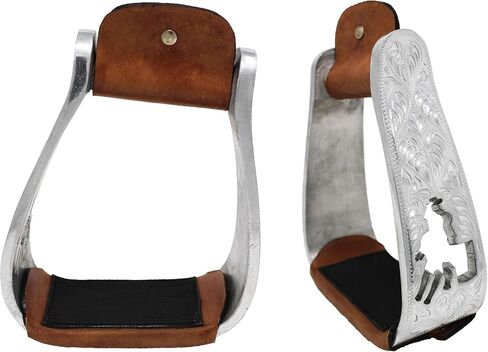 CHALLENGER Horse Western Turquoise Aluminium Engraved Barrel Racer Angled Stirrups 51151TR in Saudi Arabia