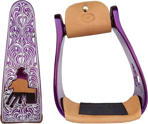 CHALLENGER Horse Western Turquoise Aluminium Engraved Barrel Racer Angled Stirrups 51151TR in Saudi Arabia