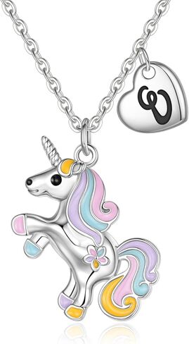 Unicorn Necklace Gifts for Girls - Colorful Initial Unicorn Necklace for Girls Teens Little Girl Jewelry Birthday Gifts in Kuwait