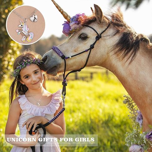 Unicorn Necklace Gifts for Girls - Colorful Initial Unicorn Necklace for Girls Teens Little Girl Jewelry Birthday Gifts in Kuwait