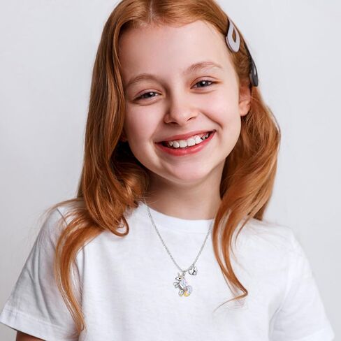 Unicorn Necklace Gifts for Girls - Colorful Initial Unicorn Necklace for Girls Teens Little Girl Jewelry Birthday Gifts in Kuwait