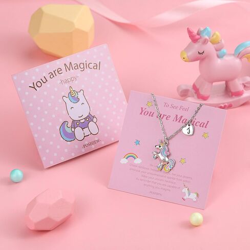 Unicorn Necklace Gifts for Girls - Colorful Initial Unicorn Necklace for Girls Teens Little Girl Jewelry Birthday Gifts in Kuwait
