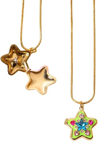 Y2k Rhinestone Star Pendant Photo Locket Necklace for Women Dainty Heart Crystal Charm Sparkly Statement Stars Enamel That Hold Picture Choker Adjustable Snake Chain Delicate Jewelry Daughter Sister in Saudi Arabia
