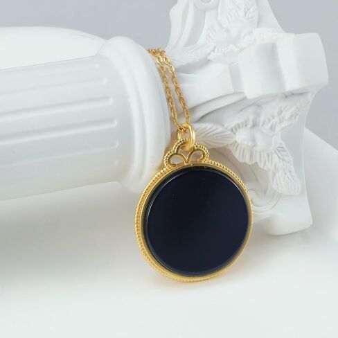 18K Gold Plated Natural Gemstone Pendant Necklace for Women, Adjustable Minimalist Chain for Daily & Special Occasions in Saudi Arabia