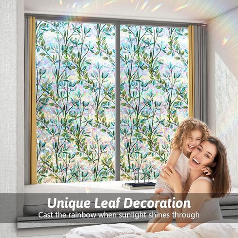 Kromapolis Window Film Film Rainbow Privacy Film Stain Glass Cling ملصقات زخرفية ثلاثية الأبعاد للأبواب الزجاجية ، وغطاء نافذة التشبث الساكنة ، غير ملصق 17.5 × 78.7 بوصة in Kuwait